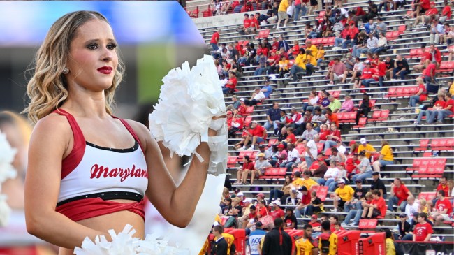 Maryland football fans and cheerleader.