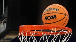 NCAA logo on basketball
