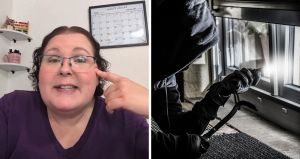 woman shares window encounter (l) burglary through window (r)