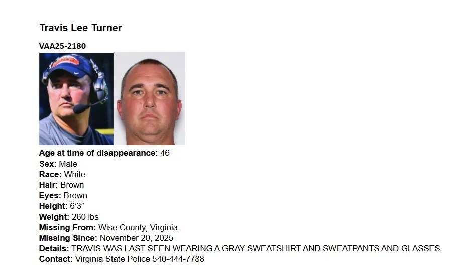 Travis Turner Union High School Football Coach Virginia Missing