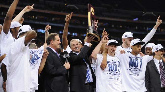 UConn men's basketball celebrates after winning national championship in 2011