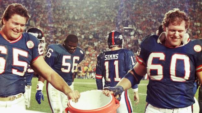 Giants after dumping Gatorade during Super Bowl XXI