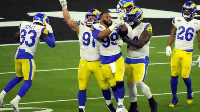 Rams celebrate after winning Super Bowl LVI