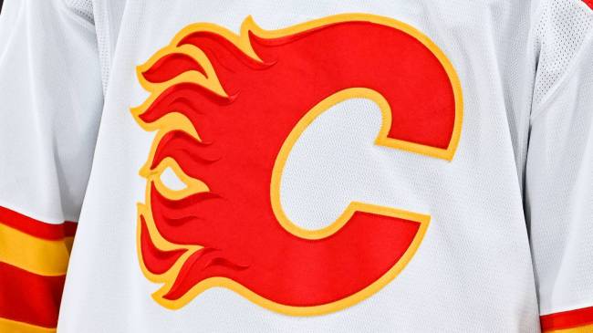 Calgary Flames logo on jersey
