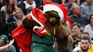 Jazz mascot on Christmas