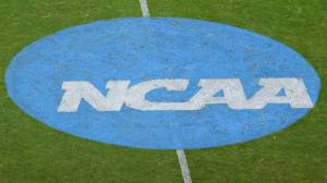 NCAA logo on football field
