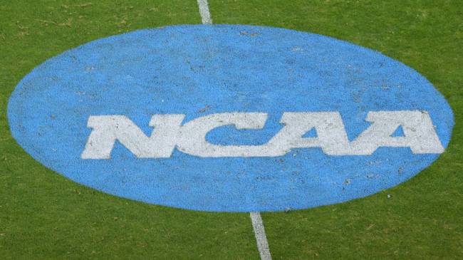 NCAA logo on football field
