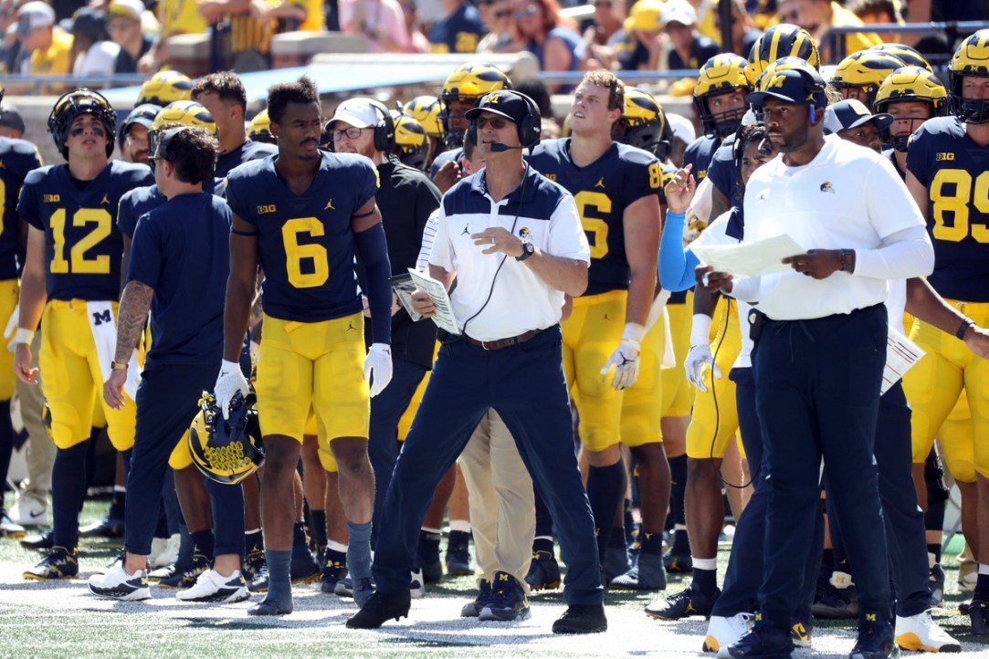 Sherrone Moore Jim Harbaugh Michigan