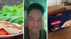 jumbo pasta shells (l) woman shares purchase issue (c) barilla jumbo pasta shells (r)