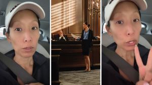 woman shares tips to public (l) attorney at law suits (c) attorney warns crypto owners (r)