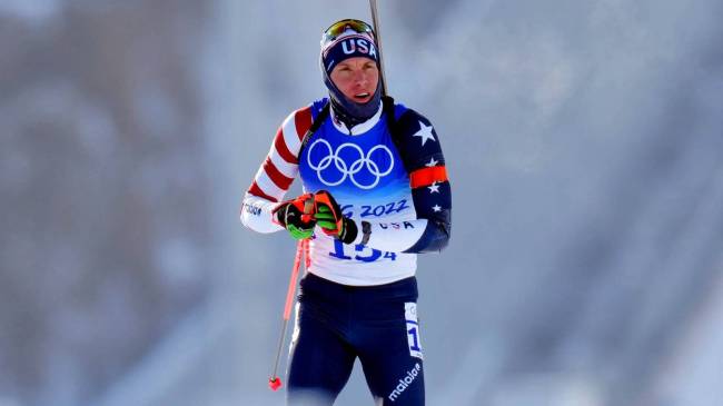 Team USA's Leif Nordgren in biathlon at 2022 Winter Olympics