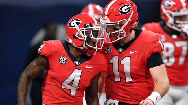Georgia WR Mecole Hardman and QB Jake Fromm during national championship