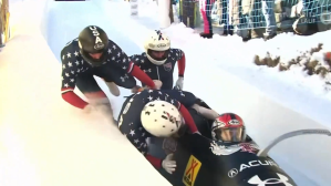USA Four-Man Bobsled crash St. Moritz World Cup