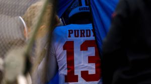 brock purdy in the blue medical tent