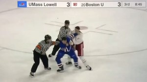 College Hockey Fight Brawl Sacha Boisvert Connor Eddy Umass Lowell Boston