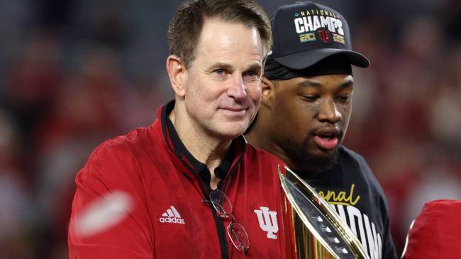 Indiana coach Curt Cignetti with national championship trophy