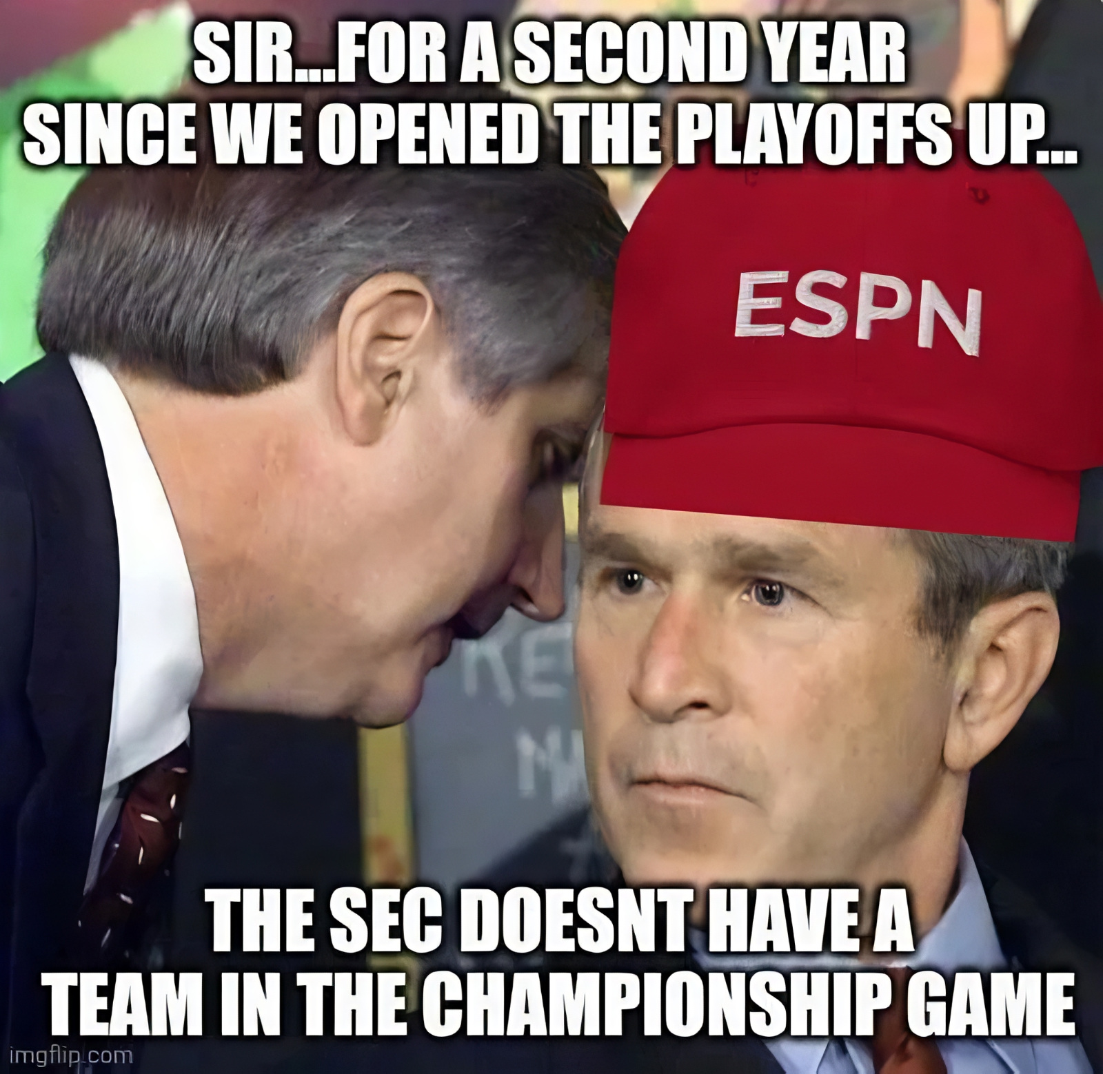 funny college football playoffs meme about no SEC team in the National Championship