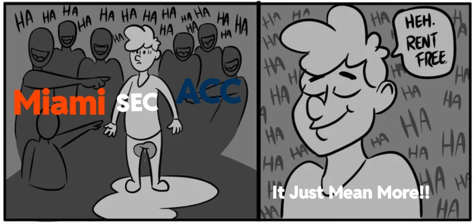 funny SEC football meme living rent free