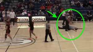 Kansas High School basketball Referee Flop Ejected Eudora Bonner Springs Technical Foul Controversy