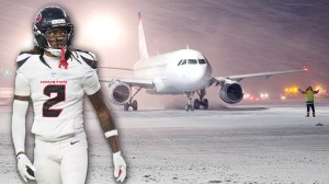 Houston Texans Plane Flight Stuck Airport Travel Delay Weather Snow Patriots Providence Newark