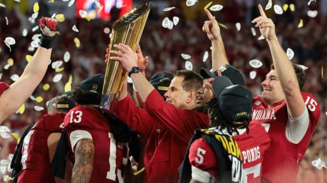 Indiana football celebrate national championship