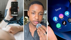 Instagram story (l) man shares social media habits and what they mean (c) social media apps (r)