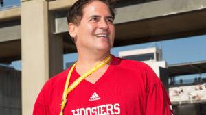 Mark Cuban wearing Indiana Hoosiers jersey