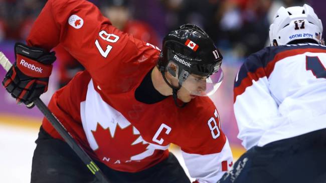 Sidney Crosby playing for Canada at 2014 Olympics