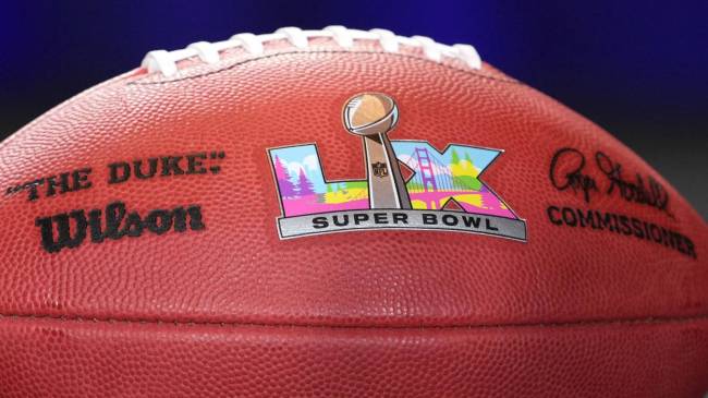Super Bowl LX logo on football