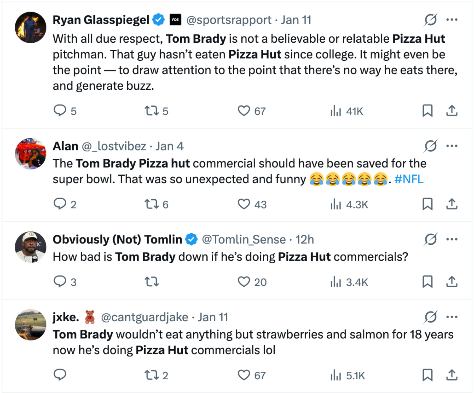 reactions to Tom Brady and Pizza Hut collaboration