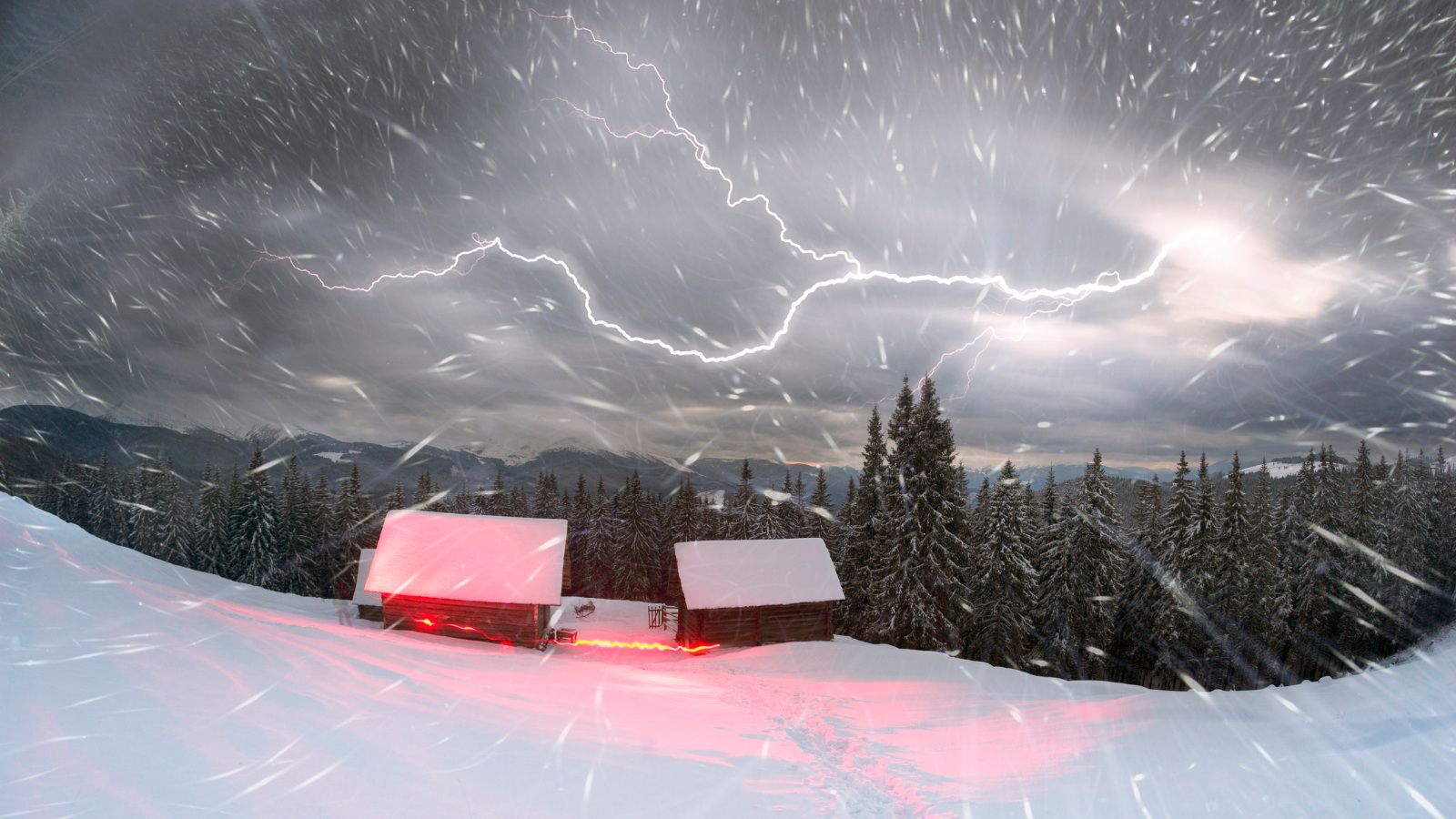 winter snowstorm with thunder snow