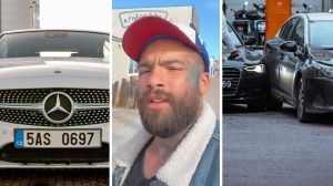 Mercedes-benz logo (l) man shares minor car accident (c) car scrape (r)