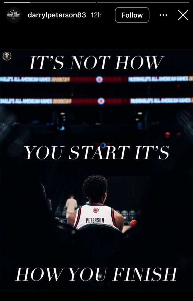 Darryn Peterson's dad gets cryptic on Instagram