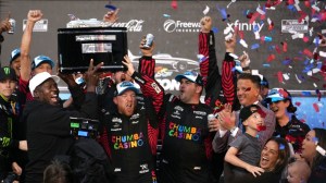 Tyler Reddick and Michael Jordan celebrate at 2026 Daytona 500 victory lane
