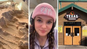 cinnamon butter (l) woman shares work experience (c) texas roadhouse entrance (r)