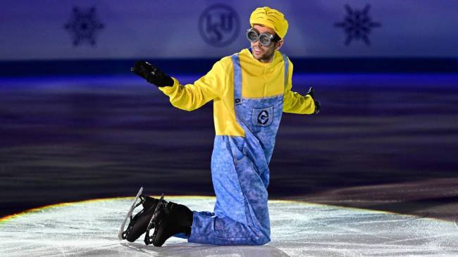 Spanish figure skater Tomàs-Llorenç Guarino Sabaté in Minions costume