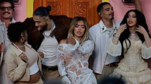 Cardi B during Super Bowl LX halftime show