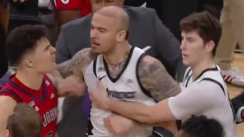 Providence Basketball Player With Horrible Haircut Forcibly Restrained After Dirty Foul Sparks Brawl