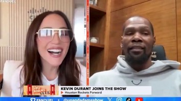 Kay Adams And Kevin Durant Told To ‘Get A Room’ After Adams Bouncing Up And Down In Latest Flirty Interview Goes Viral