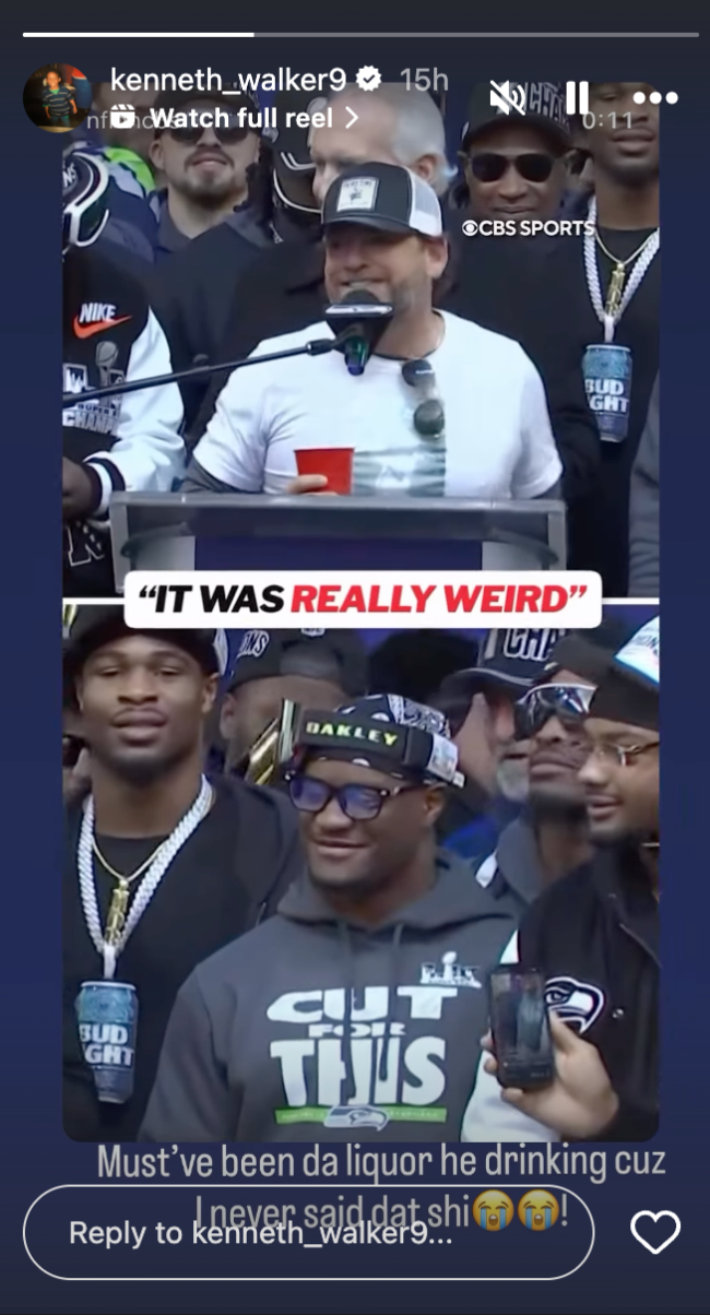 Kenneth Walker responds to Seahawks GM parade comment on Instagram