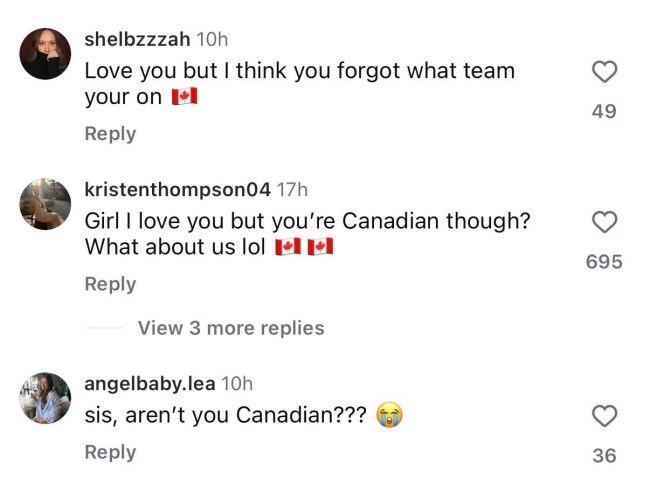 Tate McRaue Canada Instagram comments