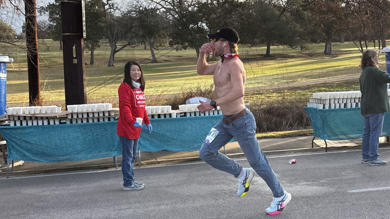 Truett Hanes running the Austin Marathon