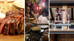 juicy steak (l) family share steakhouse issue (c) STK steakhouse entrance (r)