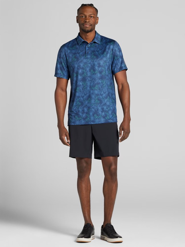 PGA Tour Botanical Print Short Sleeve Golf Polo