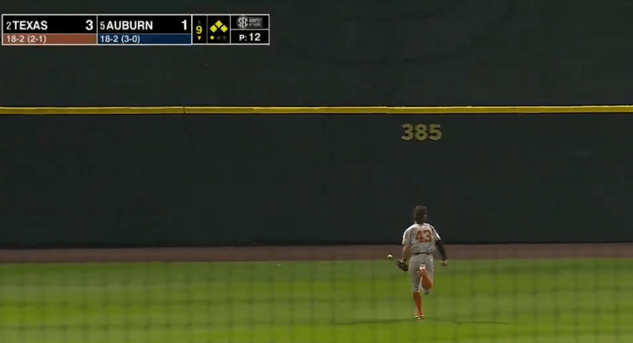 Aiden Robbins Texas baseball auburn error