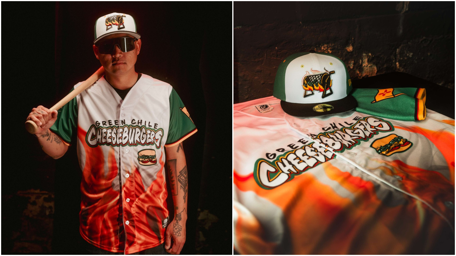 The Albuquerque Green Chile Cheeseburgers jersey and hat