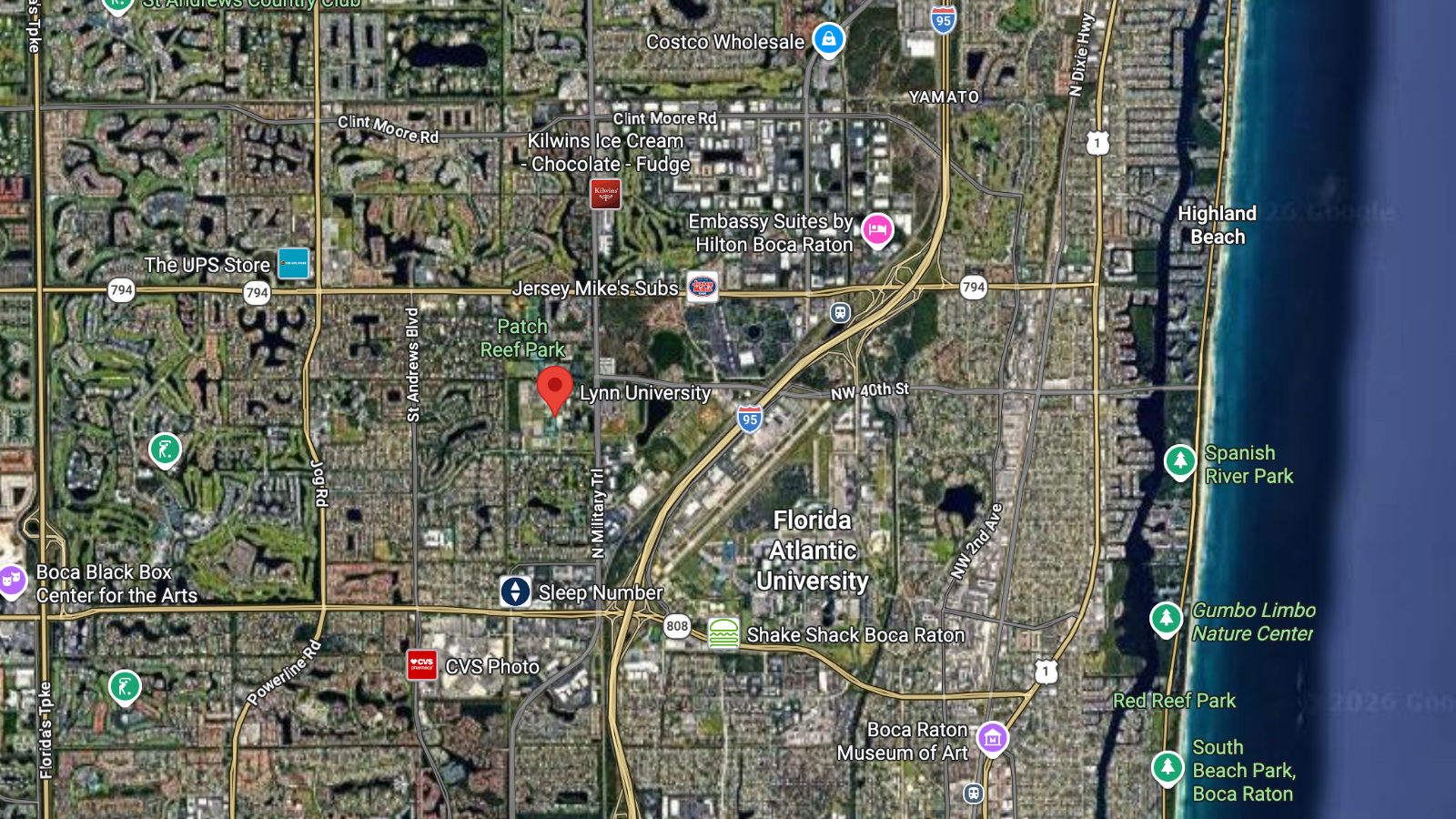 Lynn University proximity to the beach