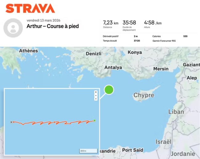 French solider shares ship location on Strava