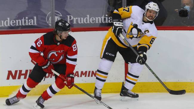 Jack Hughes and Sidney Crosby