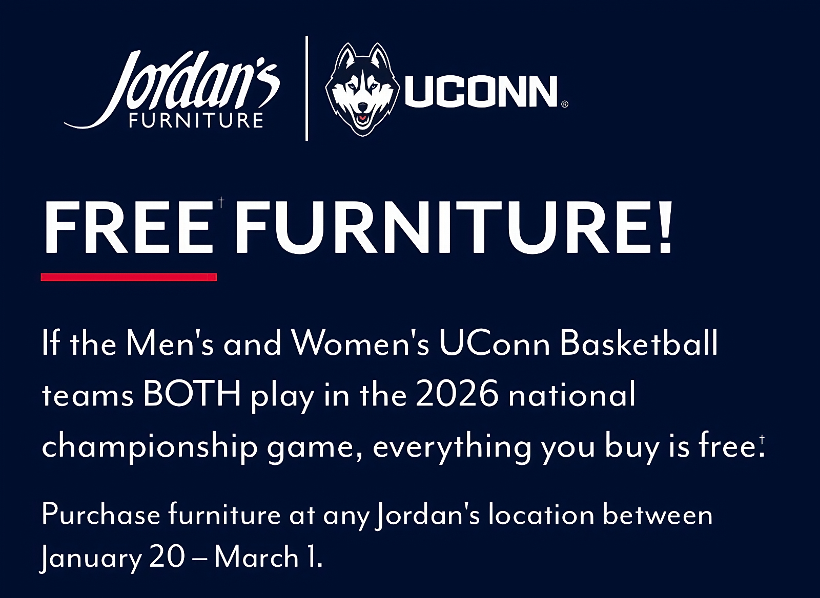 Jordan's Furniture UConn basketball national championship 
